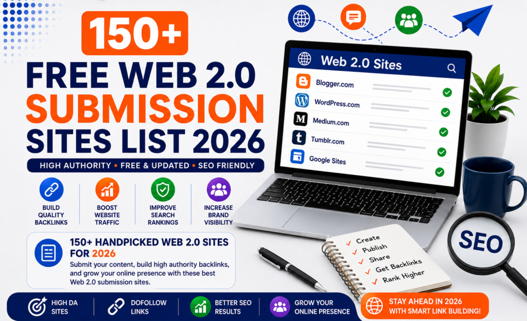 150+ Free Web 2.0 Submission Sites List 2026