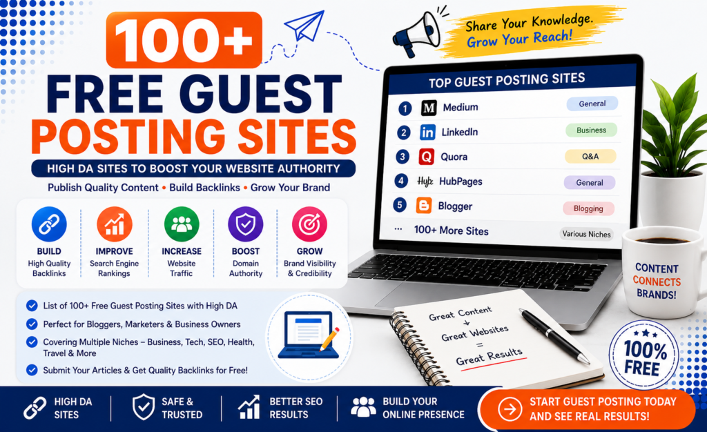 100+ Free Guest Posting Sites List 2026