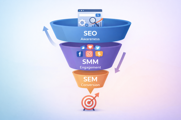 Digital marketing funnel illustration