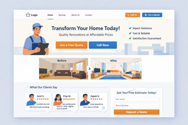 Home improvement service landing page